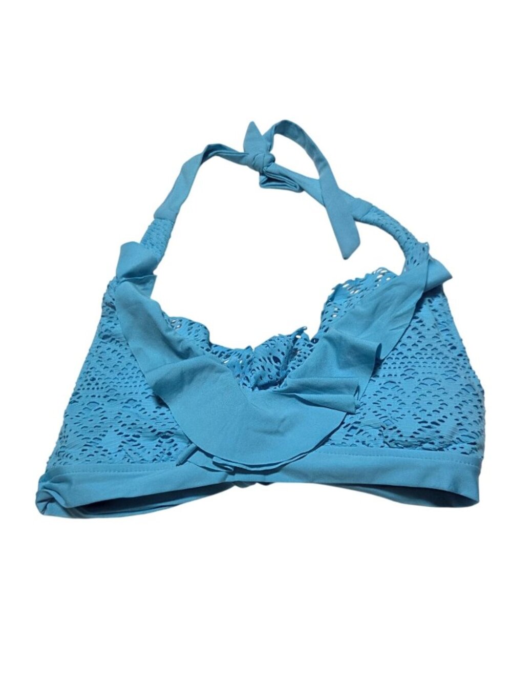 Bisou Bisou Bikini Top Size Small Blue Crochet Bandeau Padded Swimwear Swimsuit